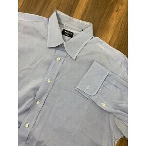 VTG Gitman Brothers USA solid blue cotton button french cuff dress shirt, 17-33